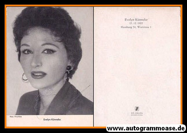 Autogramm Schauspieler | Evelyn KÜNNEKE | 1950er (Portrait SW) WS-Druck