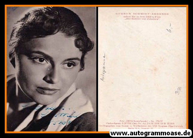 Autogramm Film | Gudrun SCHMIDT-AHRENDS | 1956 "Richter Von Zalamea" DEFA
