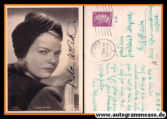 Autogramm Schauspieler | Hilde KRAHL | 1940er (Portrait SW) FFV A3935-1