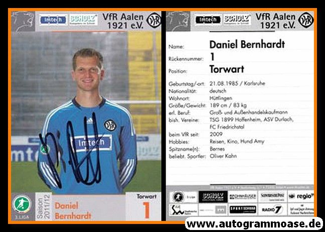 Autogramm Fussball | VfR Aalen | 2011 | Daniel BERNHARDT