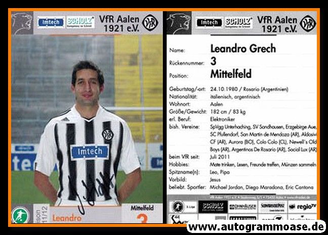 Autogramm Fussball | VfR Aalen | 2011 | Leandro GRECH