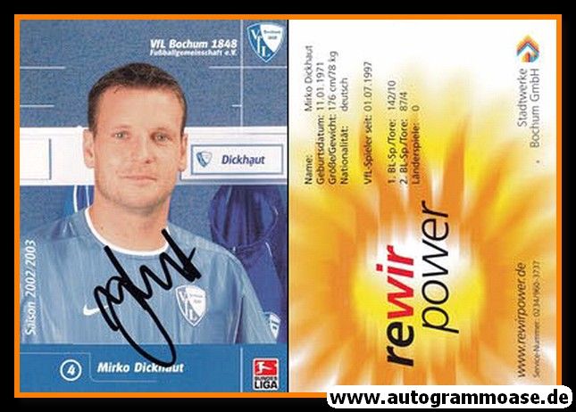 Autogramm Fussball | VfL Bochum | 2002 | Mirko DICKHAUT
