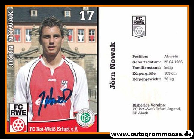 Autogramm Fussball | FC Rot-Weiss Erfurt | 2006 | Jörn NOWAK