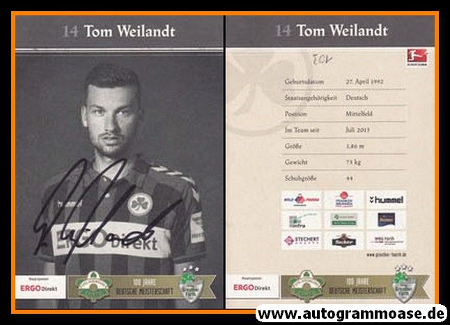 Autogramm Fussball | SpVgg Greuther Fürth | 2014 | Tom WEILANDT
