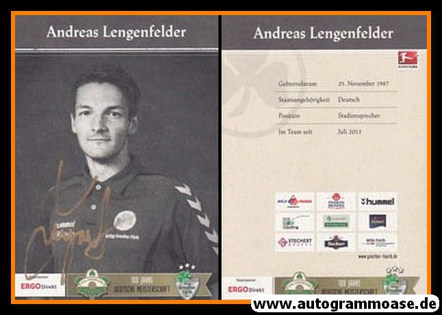 Autogramm Fussball | SpVgg Greuther Fürth | 2014 | Andreas LENGENFELDER