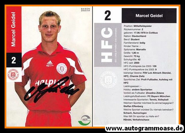 Autogramm Fussball | Hallescher FC | 2003 | Marcel GEIDEL