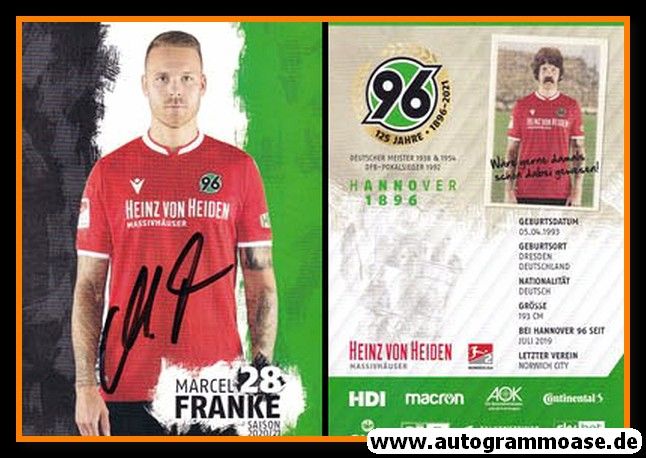 Autogramm Fussball | Hannover 96 | 2020 | Marcel FRANKE
