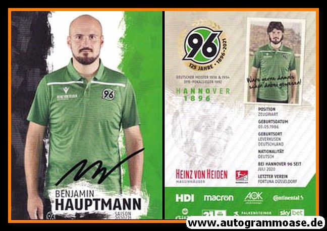 Autogramm Fussball | Hannover 96 | 2020 | Benjamin HAUPTMANN
