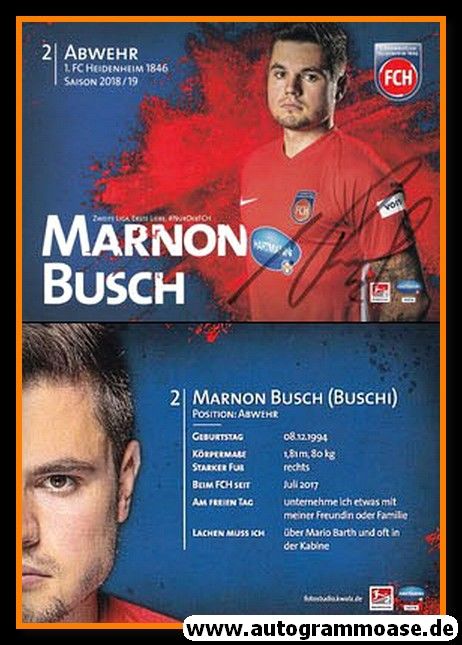 Autogramm Fussball | 1. FC Heidenheim 1846 | 2018 | Marnon BUSCH