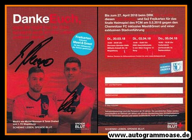 Autogramme Fussball | 1. FC Magdeburg | 2018 | CHADED + NIEMEYER (Portrait Color) Blutspende
