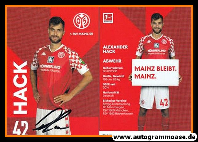 Autogramm Fussball | FSV Mainz 05 | 2020 | Alexander HACK