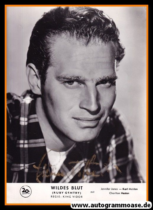 Autogramm Film (USA) | Charlton HESTON | 1952 Foto "Ruby Gentry" 20th Century Fox XL