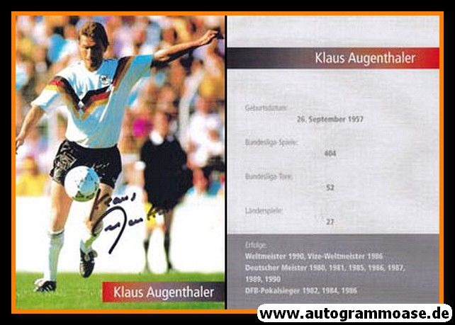 Autogramm Fussball | DFB | 1990 Retro | Klaus AUGENTHALER