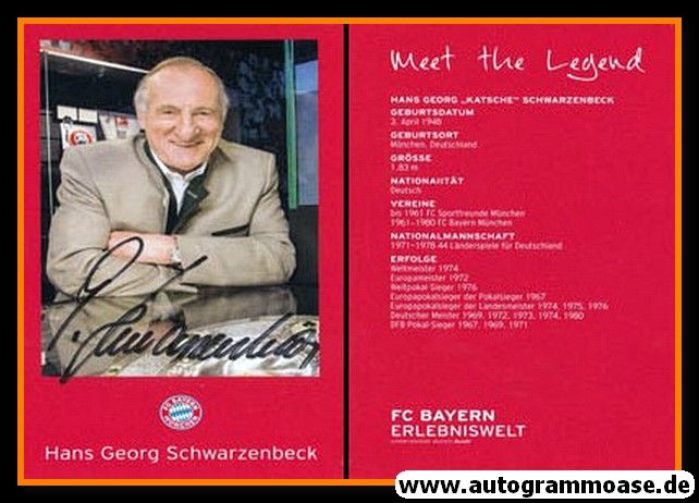 Autogramm Fussball | FC Bayern München | 2017 | Hans Georg SCHWARZENBECK