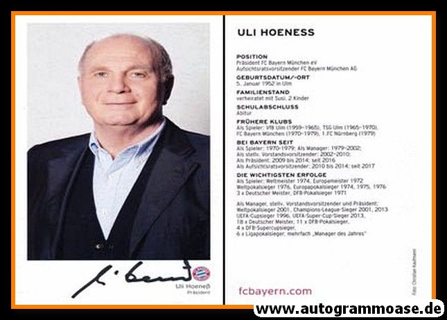 Autogramm Fussball | FC Bayern München | 2016 | Uli HOENESS