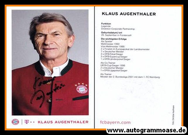 Autogramm Fussball | FC Bayern München | 2016 | Klaus AUGENTHALER