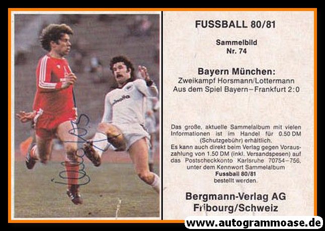 Autogramm Fussball | FC Bayern München | 1980 | Udo HORSMANN (Bergmann Nr. 74) _