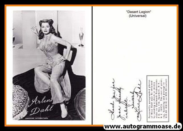 Autogramm Film (USA) | Arlene DAHL | 1953 Foto "Desert Legion"