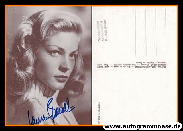 Autogramm Film (USA) | Lauren BACALL | 1950er (Portrait SW) Delta