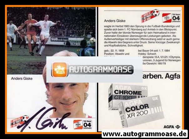 Autogramm Fussball | Bayer Leverkusen | 1984 | Anders GISKE (Collage)