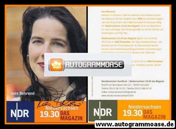 Autogramm TV | NDR | Ines BEHREND | 2000er "Niedersachsen Magazin"