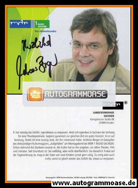 Autogramm Radio | MDR1 Sachsen | Andreas BERGER | 2010er (Portrait Color)