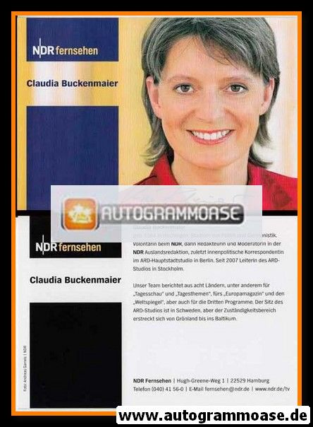 Autogramm TV | NDR | Claudia BUCKENMAIER | 2000er (Portrait Color)
