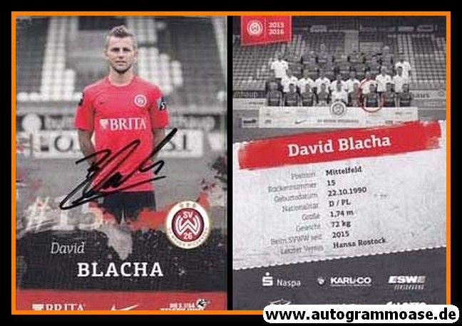Autogramm Fussball | SV Wehen Wiesbaden | 2015 | David BLACHA