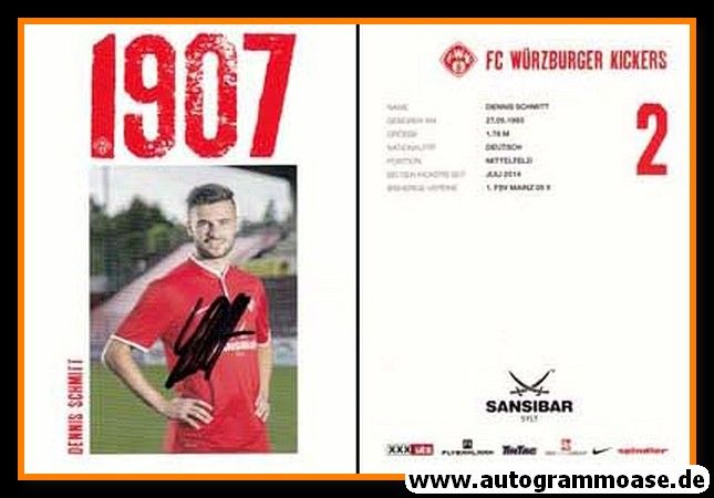 Autogramm Fussball | Würzburger Kickers | 2014 | Dennis SCHMITT