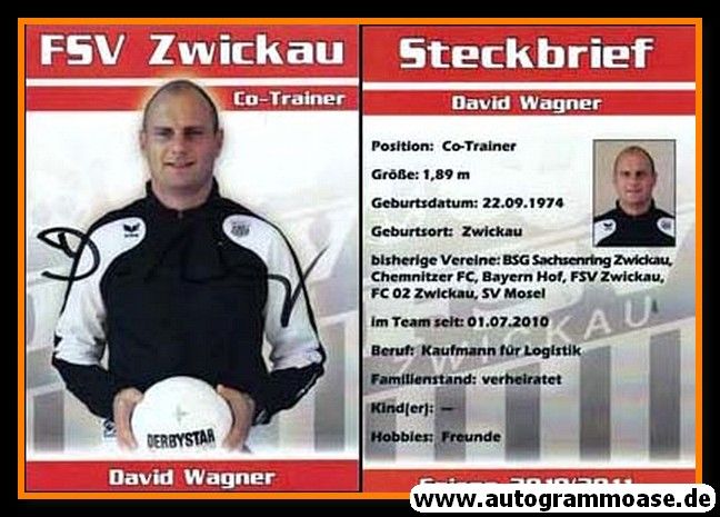Autogramm Fussball | FSV Zwickau | 2010 | David WAGNER