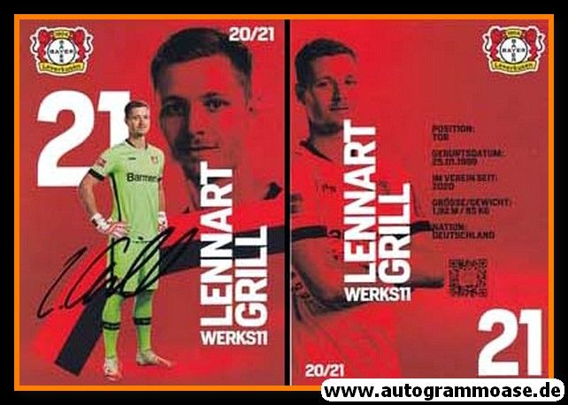 Autogramm Fussball | Bayer Leverkusen | 2020 | Lennart GRILL