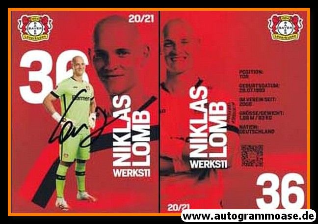 Autogramm Fussball | Bayer Leverkusen | 2020 | Niklas LOMB