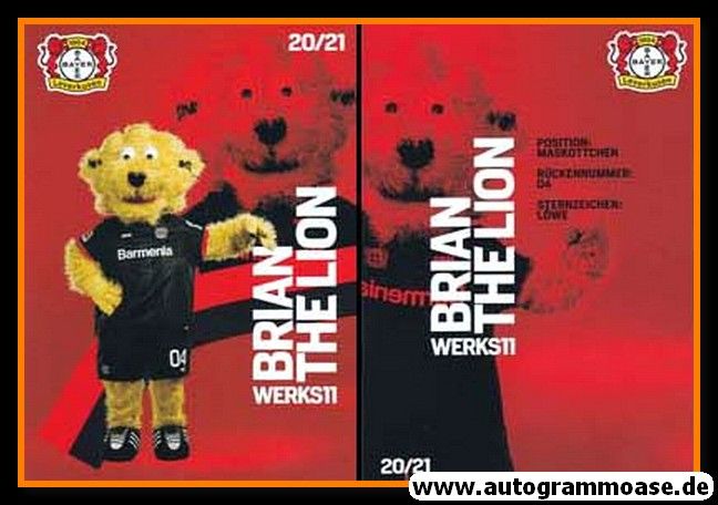 Autogramm Fussball | Bayer Leverkusen | 2020 | BRIAN THE LION (Maskottchen)