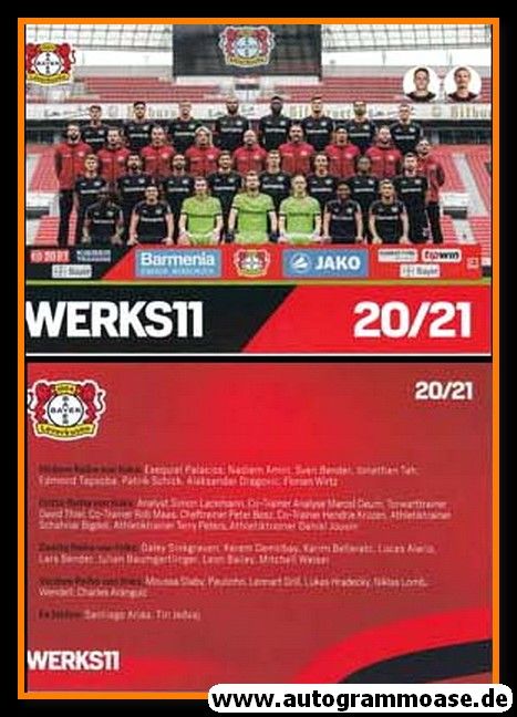 Mannschaftskarte Fussball | Bayer Leverkusen | 2020 