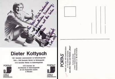Autogramm Boxen | Dieter KOTTYSCH | 1970er (Portrait SW Portas) + Zeichnung Olympiasieger