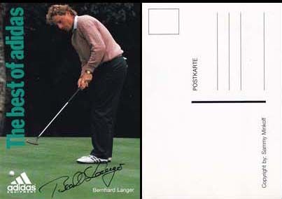 Autogramm Golf | Bernhard LANGER | 1990er (Spielszene Color) Adidas