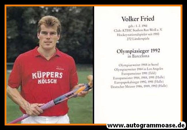 Autogramm Hockey | DHB | 1992 | Volker FRIED (Portrait Color) Olympiasieg