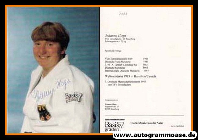 Autogramm Judo | Johanna HAGN | 1993 (Portrait Color) WM-Sieg