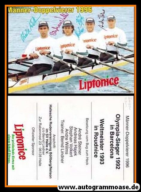 Autogramme Kanu | HERREN DOPPELVIERER | 1996 (Portrait Color Liptonice) OS-Gold