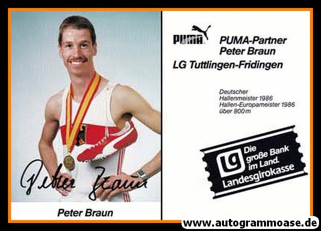 Autogramm Mittelstrecke | Peter BRAUN | 1980er (Portrait Color) Puma