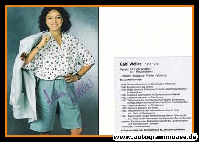 Autogramm Turnen | Gabi WELLER | 1990er (Portrait Color)