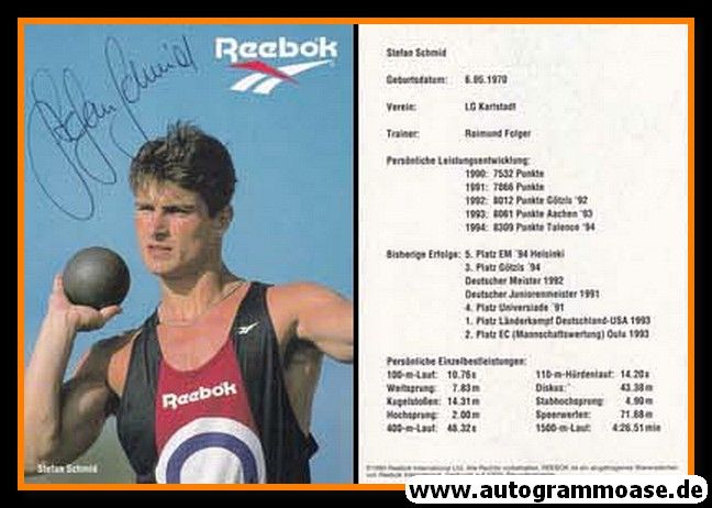 Autogramm Zehnkampf | Stefan SCHMID | 1994 (Wettkampf Color) Reebok