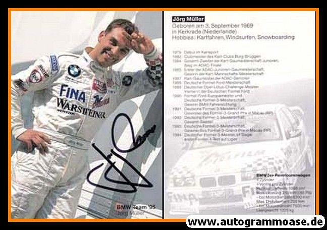 Autogramm Tourenwagen | Jörg MÜLLER | 1995 (Portrait Color) BMW