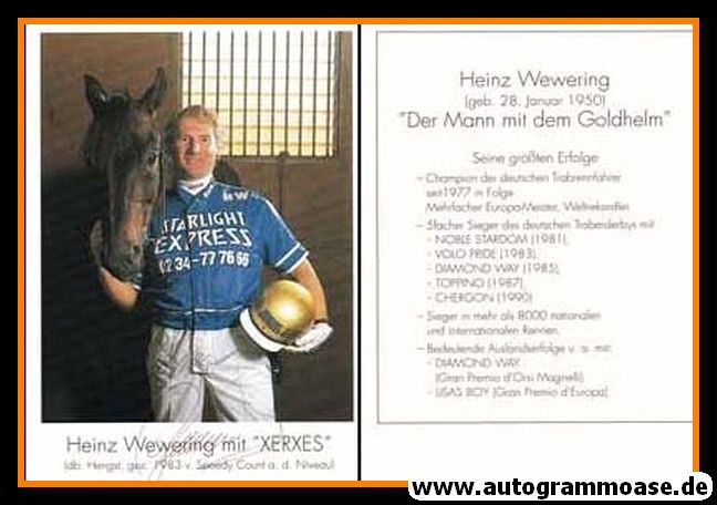 Autogramm Reiten | Heinz WEWERING | 1990er (Portrait Color mit XERXES)