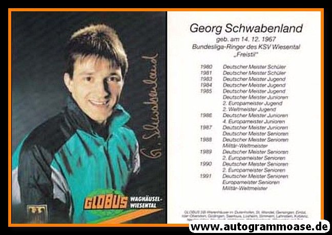 Autogramm Ringen | Georg SCHWABENLAND | 1991 (Portrait Color) Globus