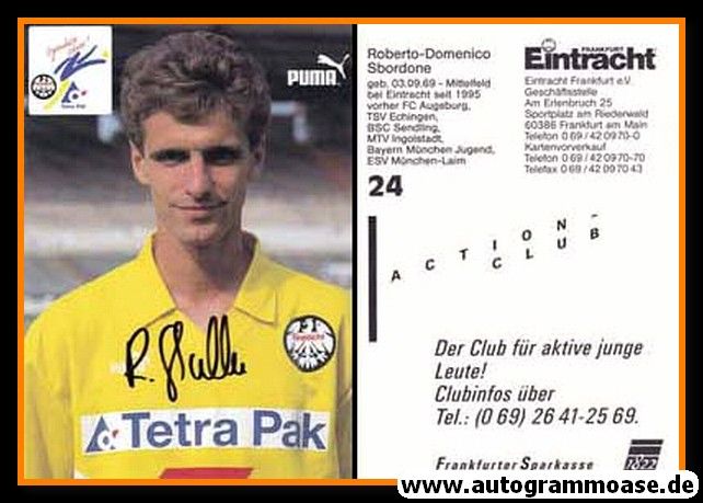 Autogramm Fussball | Eintracht Frankfurt | 1995 | Roberto-Domenico SBORDONE