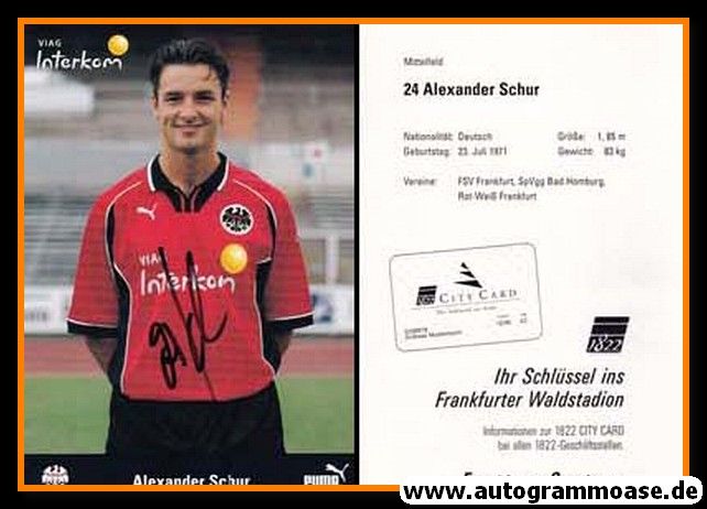 Autogramm Fussball | Eintracht Frankfurt | 1998 | Alexander SCHUR