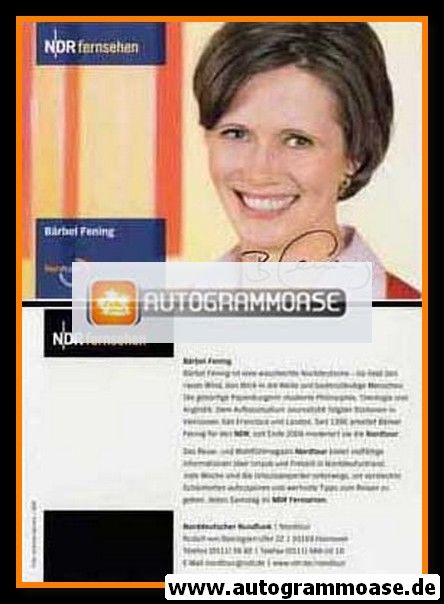 Autogramm TV | NDR | Bärbel FENING | 2000er "Nordtour" (Garreis)