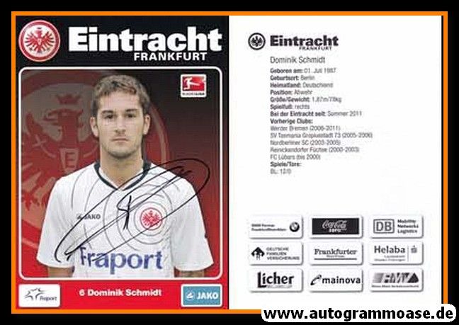Autogramm Fussball | Eintracht Frankfurt | 2011 | Dominik SCHMIDT