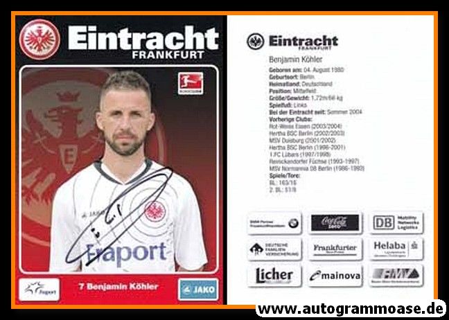 Autogramm Fussball | Eintracht Frankfurt | 2011 | Benjamin KÖHLER